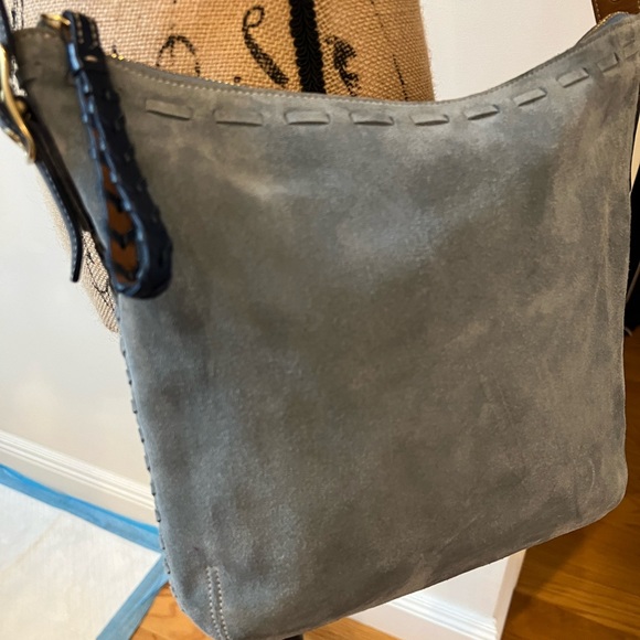 Pretty Coach Blue Suede Bag. Like new. Gold hardware. - Picture 5 of 12